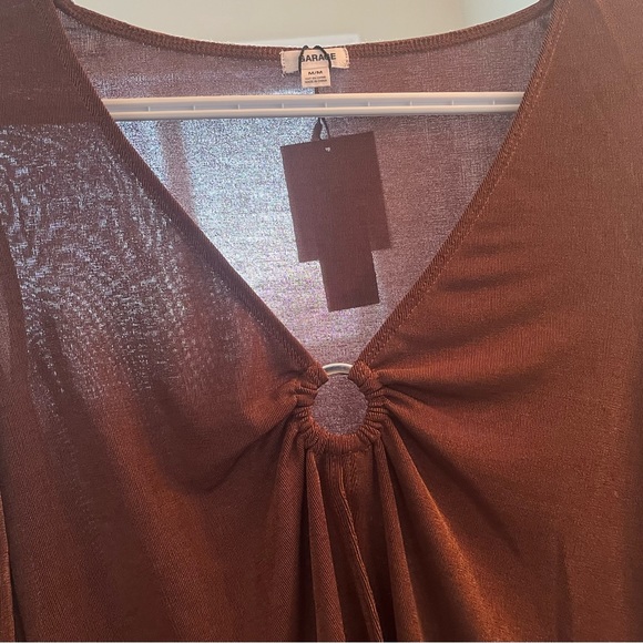 Garage brown stone  mesh long sleeve woman top M - Picture 5 of 16